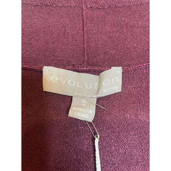 Evolution Womens Pullover Open Front Cardigan Sweater 3/4 Sleeve Size S Burgundy - Picture 4 of 7